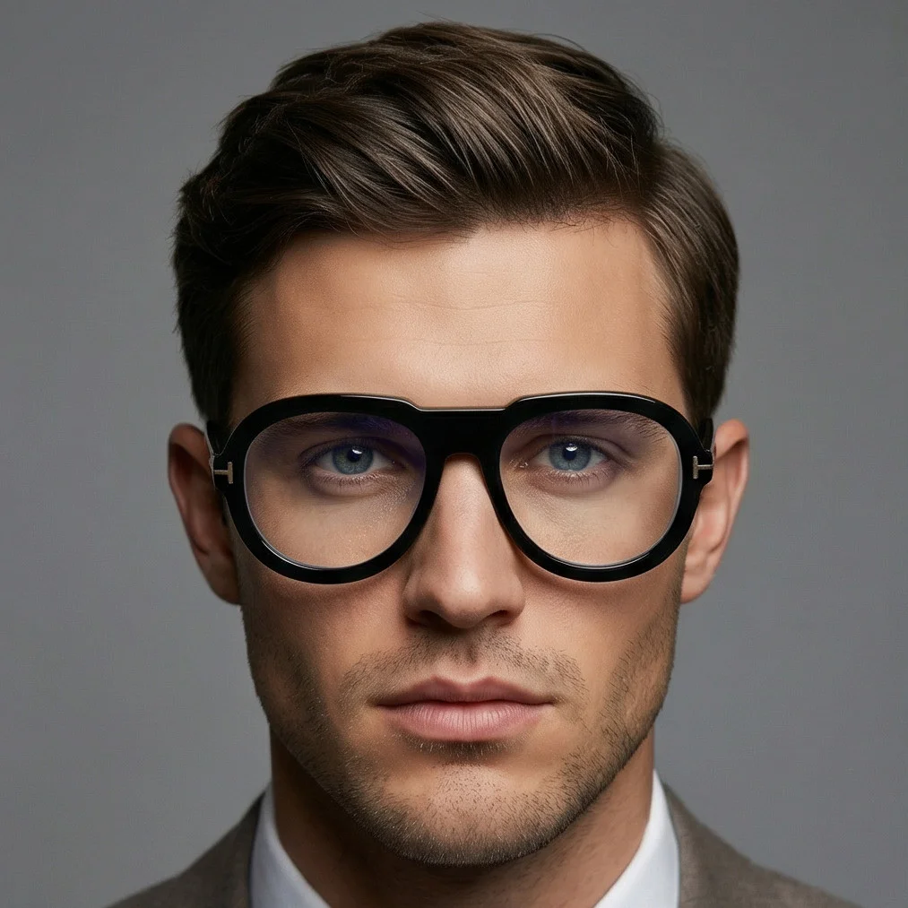 Tom Ford Glasses Frames FT5756-B 001 Men Black Pilot Blue Light Block 53mm